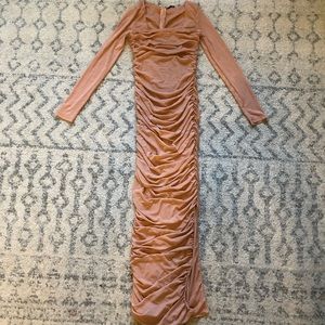 Dusty rose mesh full length dress